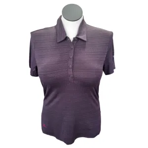 New Adidas Women's Short Sleeve Purple Striped  Golf Polo Size L MSP$60