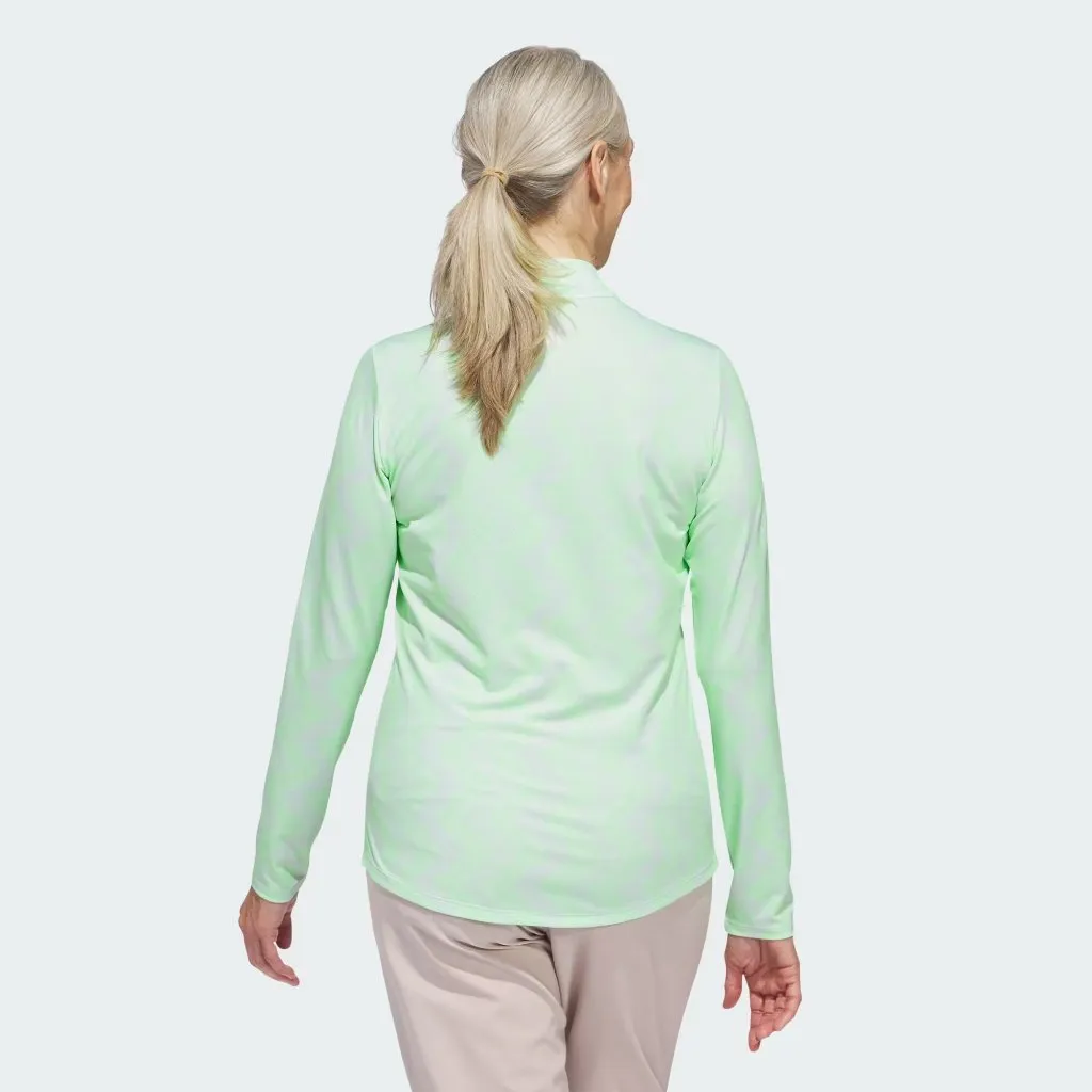 New Adidas Women's Ultimate365 Printed Quarter-Zip Mock - Crystal Jade MSP $75