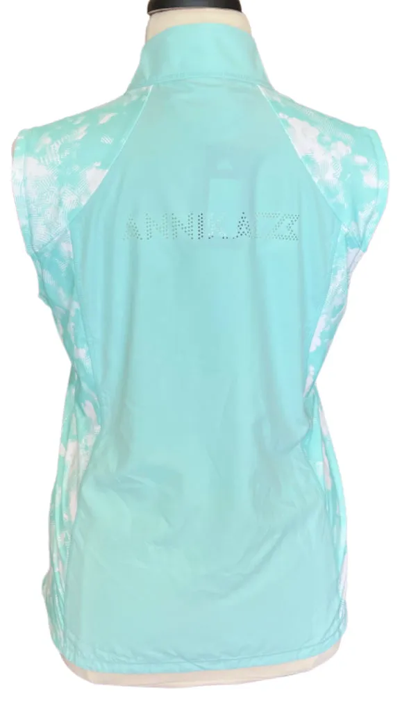 New Annika by Cutter & Buck Aqua Vest w/ Patterned trim & Logo Size XL MSP$120