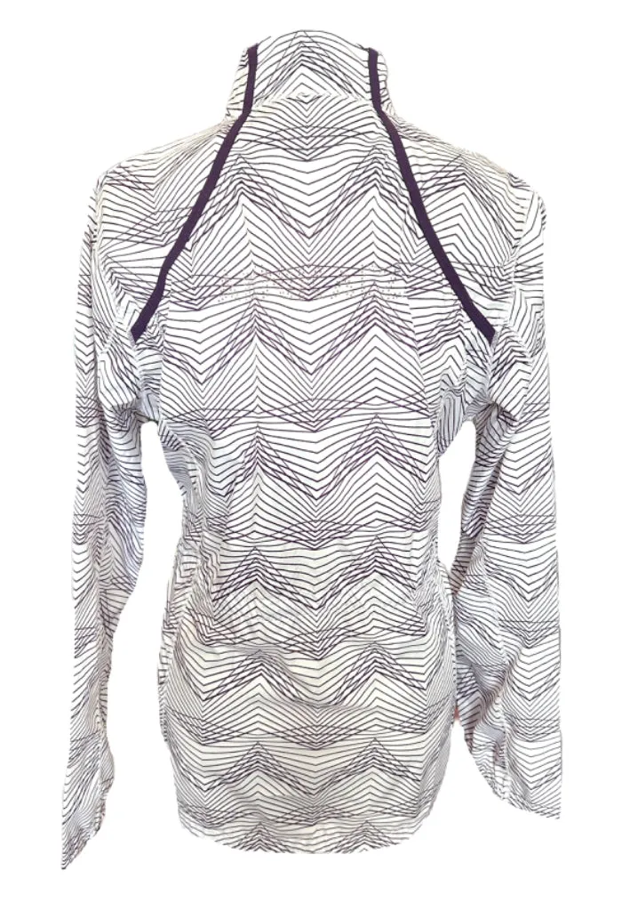 New Annika by Cutter & Buck Cloud Breaker Print Jacket -White/Purple Size M MSP$150