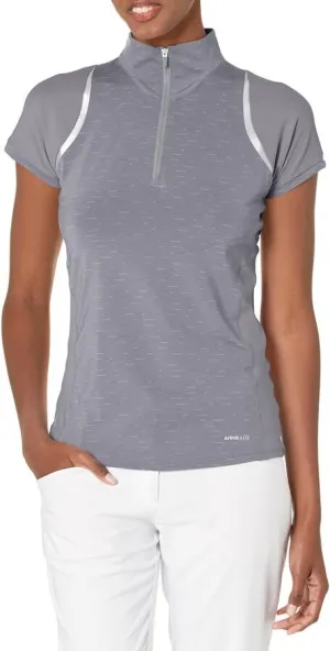 New Annika by Cutter & Buck Contour Zip Mock Polo in Gray/Silver Size XXL  MSP$85