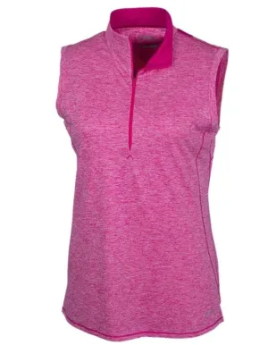 New Annika by Cutter & Buck Frequency Sleeveless Half Zip Polo in Pink Heather Size XXL. MSP$95