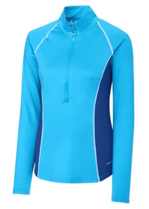 New Annika by Cutter & Buck Kaia Half Zip Long Sleeve Blue Golf Top Size L
