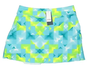 New Annika Cutter & Buck Bright Blue & Yellow Geometric Print Skort Size L