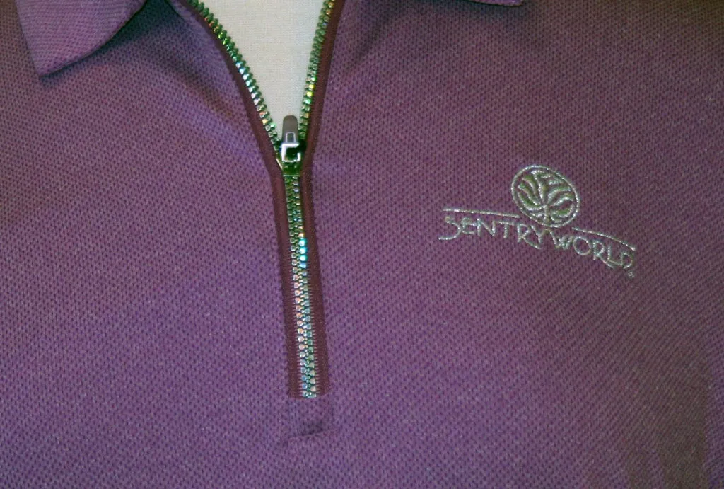 New Antigua Purple Zip Polo w/ Logo Size L