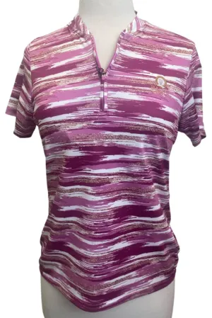 NEW Antigua Women's Pink White & Gold Airbrushed Striped Golf Polo MSP$49