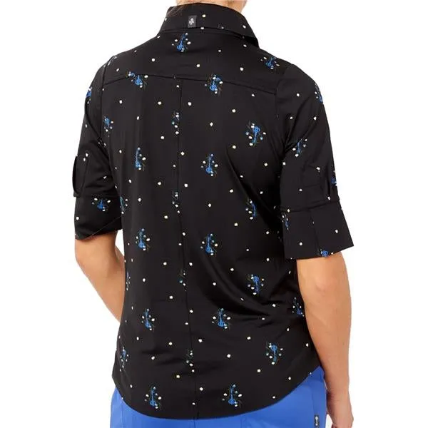 New Belyn Key Black Patterned Half-Sleeve Top Size M MPS$108