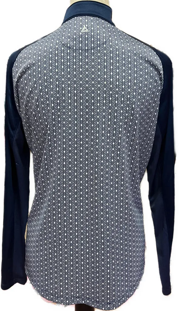 New Bermuda Sands 1/4 Zip Print Pullover - Dallas Nautical (Navy) w/ Sleeve Logo  Size M. MSP$80