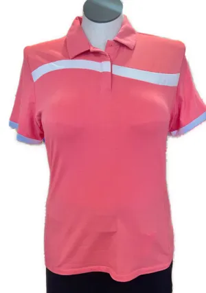 New Callawayt Women's Swing Tech Asymmetrical Color Block Golf Polo - Coral Size XL MSP$68