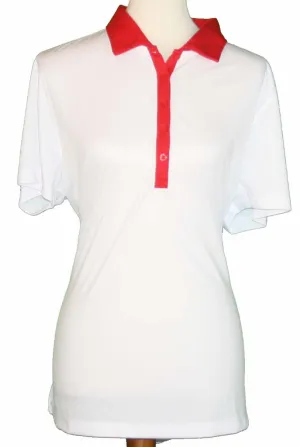 New Clique Polo White with Red Collar & Trim, Size XXL