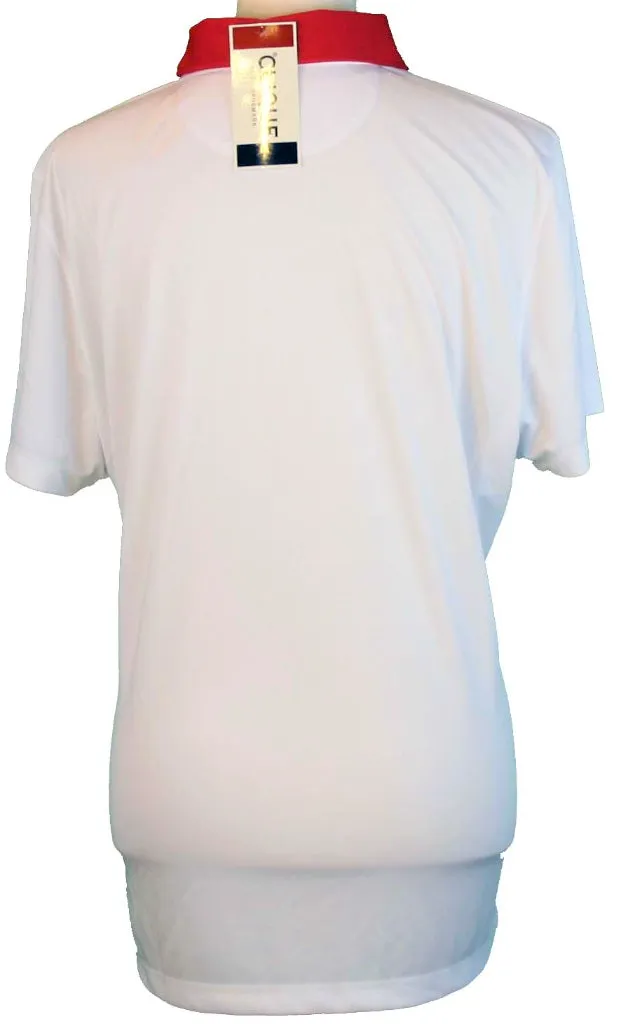 New Clique Polo White with Red Collar & Trim, Size XXL