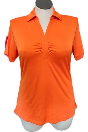 New Cutter & Buck Runched Short Sleeve - College Orange Size XL
