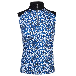 New Daily Sports Bella Sleeveless top in Black/Blue Size S. MSP$98