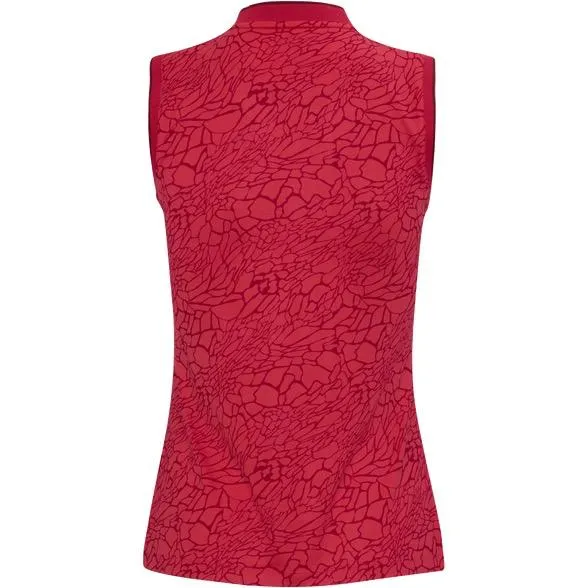 New Dunning Brigid Ventilated Performance Sleeveless Polo - Dahlia MSP$88