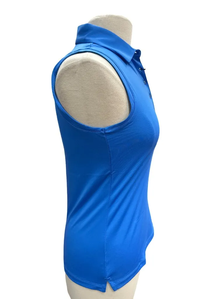 New Dunning Women's Alana Jersey Performance Sleeveless Golf Polo - Azure MSP$78