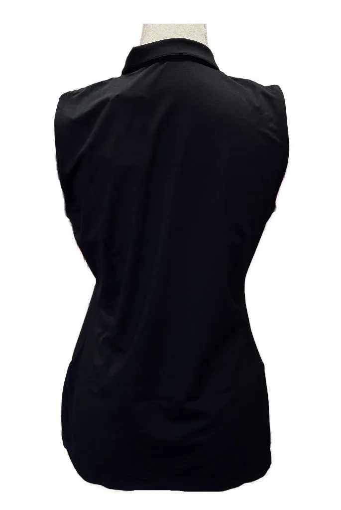 New EPNY Black Sleeveless Zip Golf Polo w/ Purple Trim Size M MSP$84