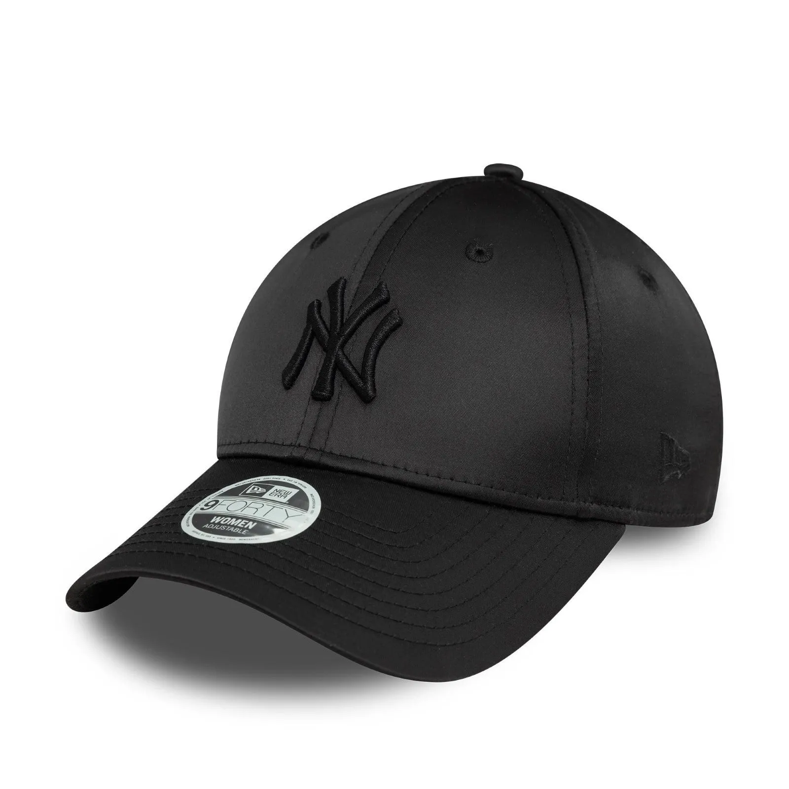 New Era Womens New York Yankees 9FORTY Satin Baseball Cap - Black - OSFM