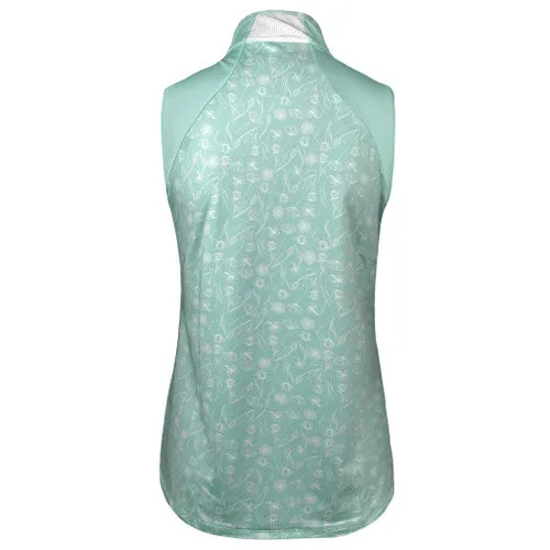 New Etonic Sleeveless Zip Mock Polo in Green Floral Size XXL MSP$50