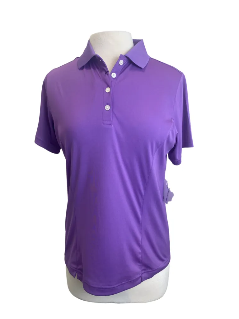 NEW Footjoy Women's 4 Button Short Sleeve Purple Golf Polo Size M