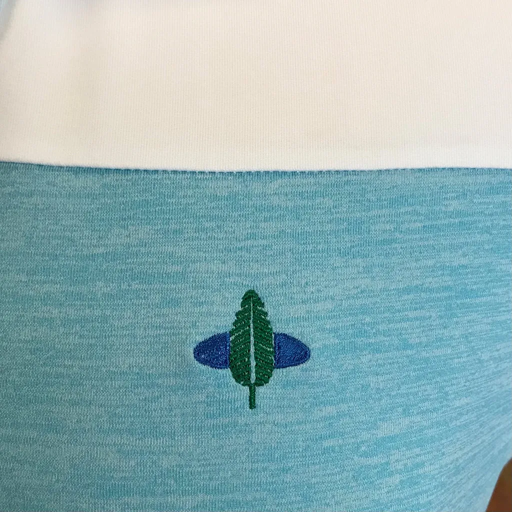 NEW FootJoy Women's V-Neck Short Sleeve Light Blue & White Golf Polo Size L MSP$70