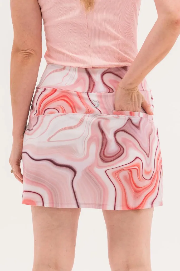 New Foray Golf Inverted Pleat Golf Skort - Pink Marble Size M MSP$160