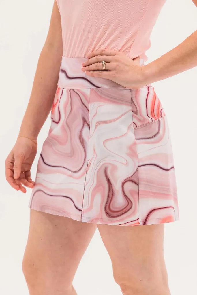 New Foray Golf Inverted Pleat Golf Skort - Pink Marble Size M MSP$160