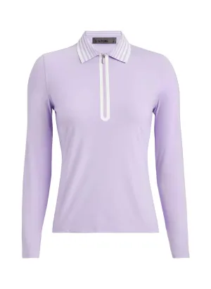 New G/Fore Women's Long Sleeve Purple TSilky ech Zip Golf Polo Size S MSP$120