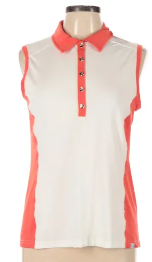 New GG Blue White & Coral Sleeveless Top Size L MSP$75