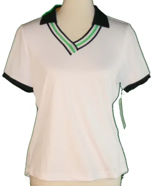 New GG Blue White V-neck Short Sleeve Betty Polo w/Black & Green Trim