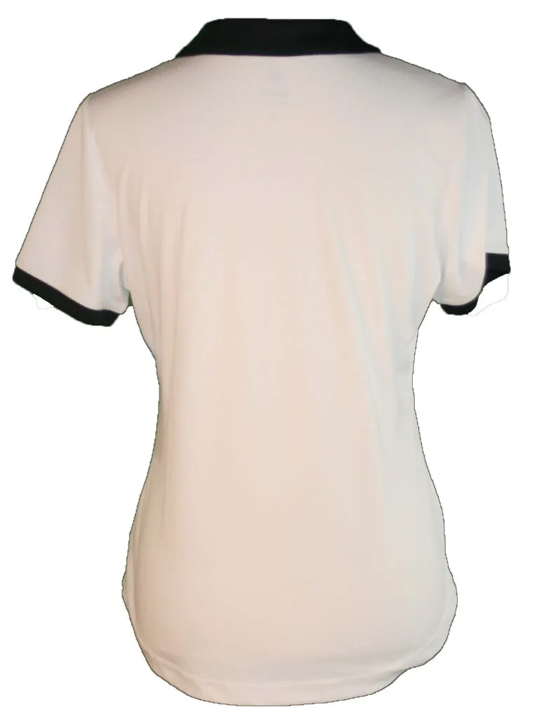 New GG Blue White V-neck Short Sleeve Betty Polo w/Black & Green Trim