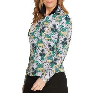 New GGBlue Ivan Long Sleeve Top with Feline Print Size XXXL