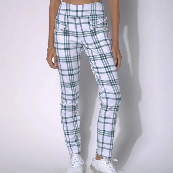 New GGBlue Women's Fab Fit Pant III - Matcha Plaid Size 8 MSP$104