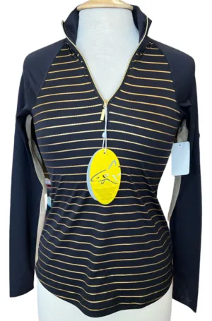 New Greg Norman Black & Gold Striped Solar XP Golf Topr Size XS MSP$80