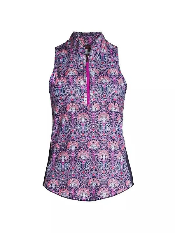 New Greyson WOmen's Nouveau Floral Sleeveless Vesta Mock Golf Top Size S MSP$108