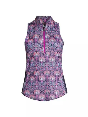 New Greyson WOmen's Nouveau Floral Sleeveless Vesta Mock Golf Top Size S MSP$108