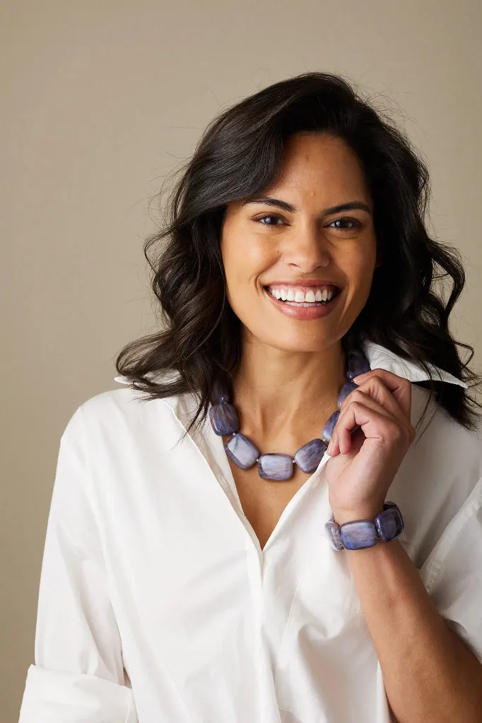 New Hot Girls Pearls Amethyst Chicklet Cooling Necklace