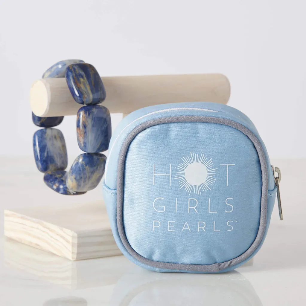 New Hot Girls Pearls Blue Lapis Chicklet Cooling Bracelet