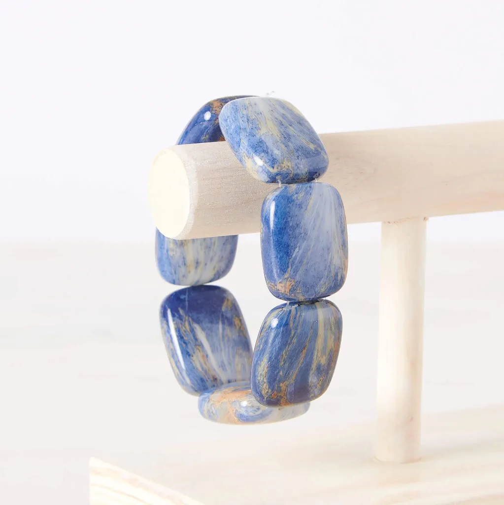 New Hot Girls Pearls Blue Lapis Chicklet Cooling Bracelet