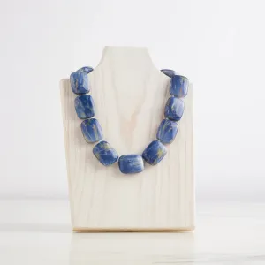 New Hot Girls Pearls Blue Lapis Chicklet Cooling Necklace
