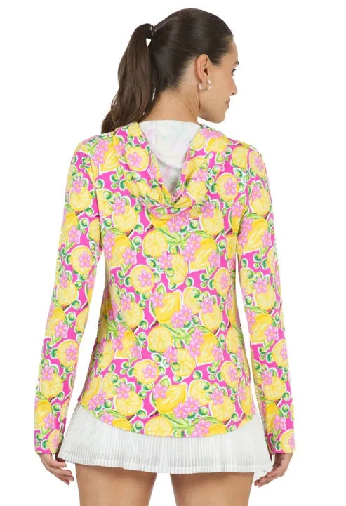New Ibkul Calista in Hot Pink Long Sleeve Sunshirt with Hood Size S