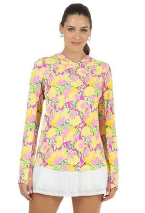 New Ibkul Calista in Hot Pink Long Sleeve Sunshirt with Hood Size S