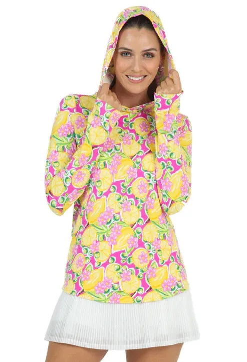 New Ibkul Calista in Hot Pink Long Sleeve Sunshirt with Hood Size S