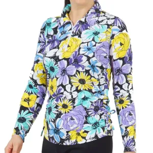 New Ibkul Long Sleeve 1/4 Zip Madeline Print - Lavender Multi MSP$98