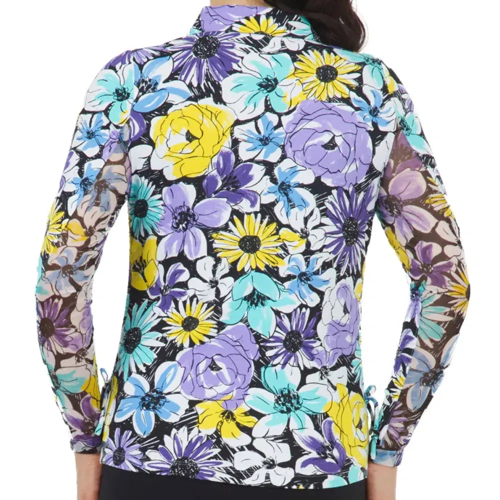 New Ibkul Long Sleeve 1/4 Zip Madeline Print - Lavender Multi MSP$98