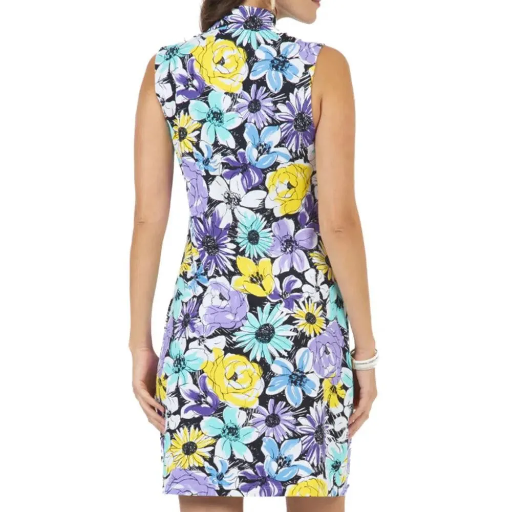 New Ibkul Sleeveless Mock Dress - Madeline Print - Lavender Multi MSP$126