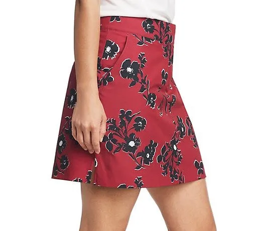 New Izod Floral Skort in Dark Red & Black Size 14