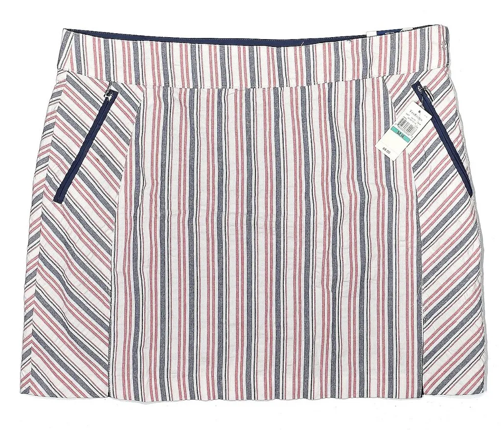 New Izod White, Red & Blue Striped Skort Size 16. MSP$68