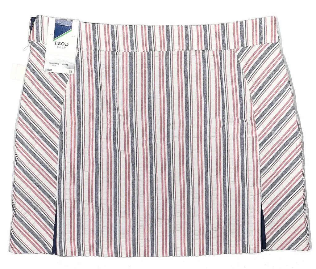New Izod White, Red & Blue Striped Skort Size 16. MSP$68