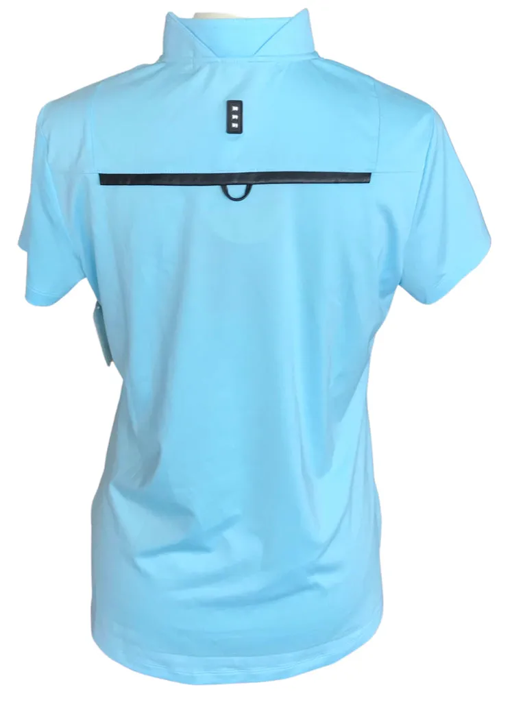 New Jamie Sadock Aqua Blue Zip Polo  MSP$89.50