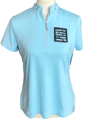 New Jamie Sadock Aqua Blue Zip Polo  MSP$89.50